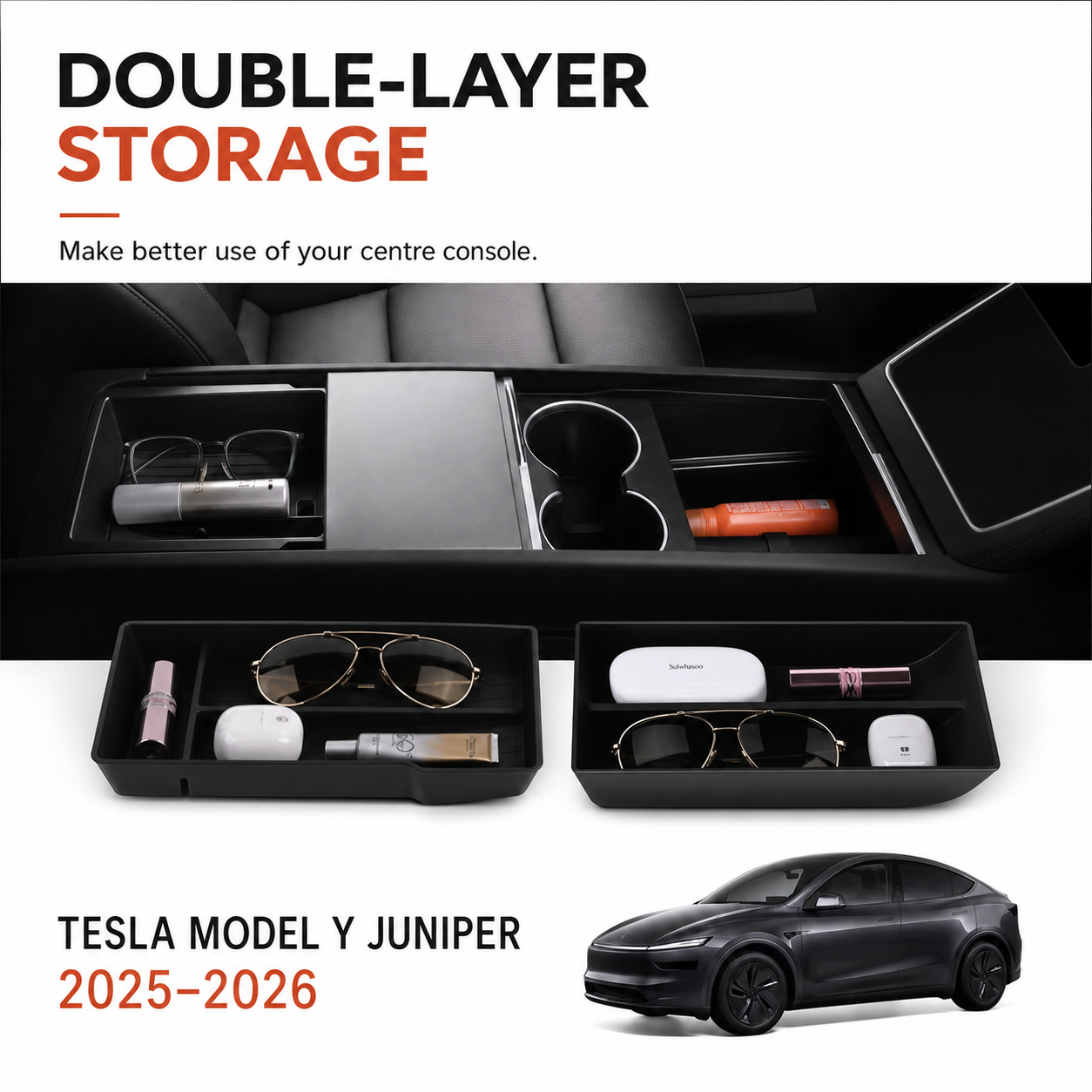 Model Y Juniper Centre Console Organiser Set – 3 Piece